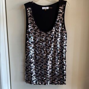 Calvin Klein Silver Sequin Sleeveless Tank Top